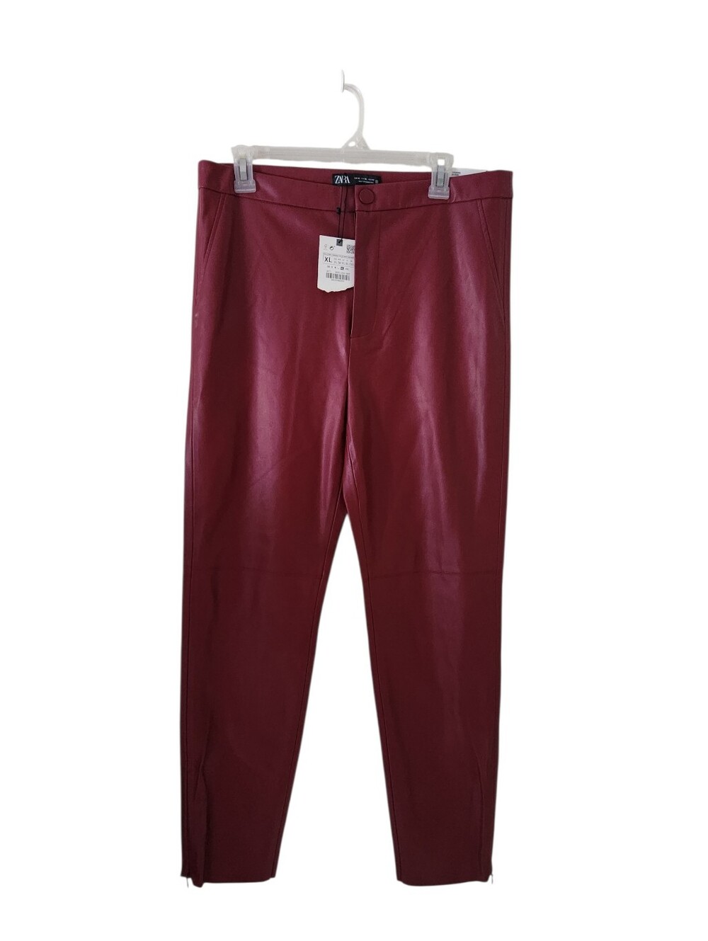 Zara Maroon Faux Leather High Rise Leggings